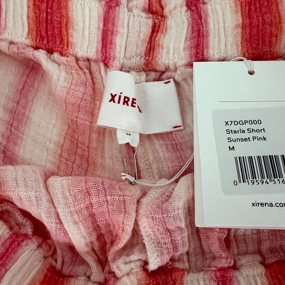 Xirena Striped Sunset Pink Cotton Gauze Shorts Size M NWT - Picture 3 of 6